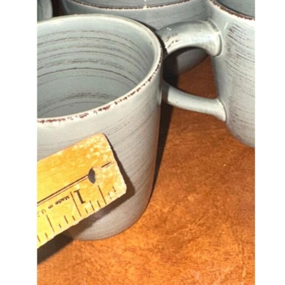 Set Of 3 Stoneware Mugs With Textured Gray Finish - Picture 2 of 3